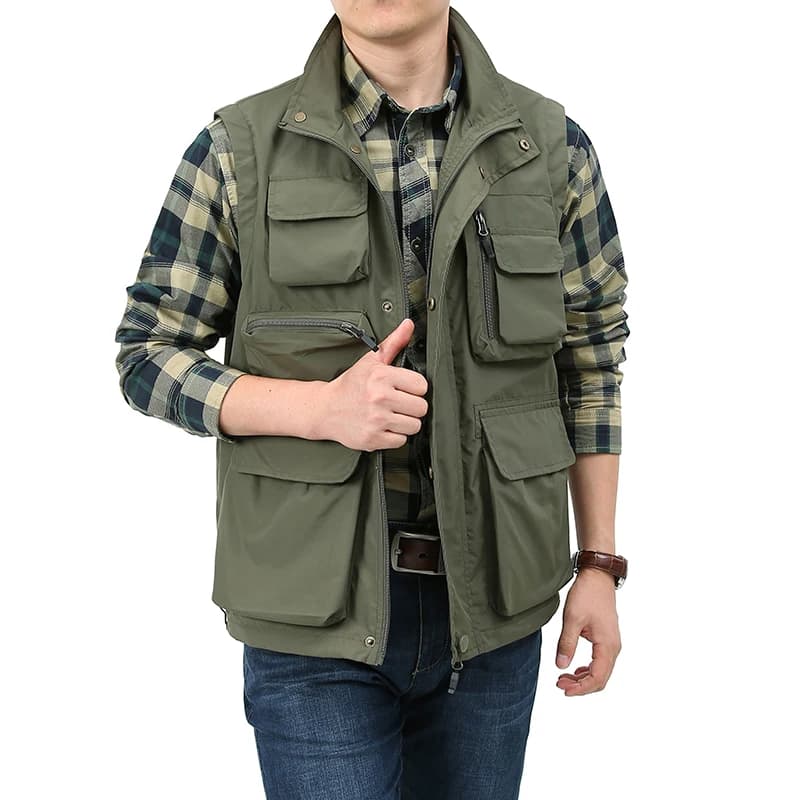 Gilet pêche randonnée sans manches 5XL multi-poches pour hommes voyage photographe