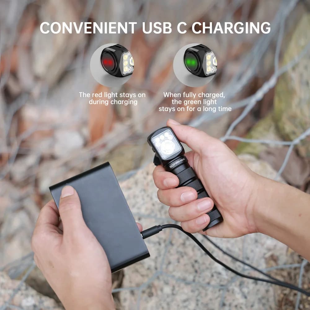 Lampe frontale Sofirn HS42 SST40 rechargeable USB-C 2100lm pour pêche nocturne et camping