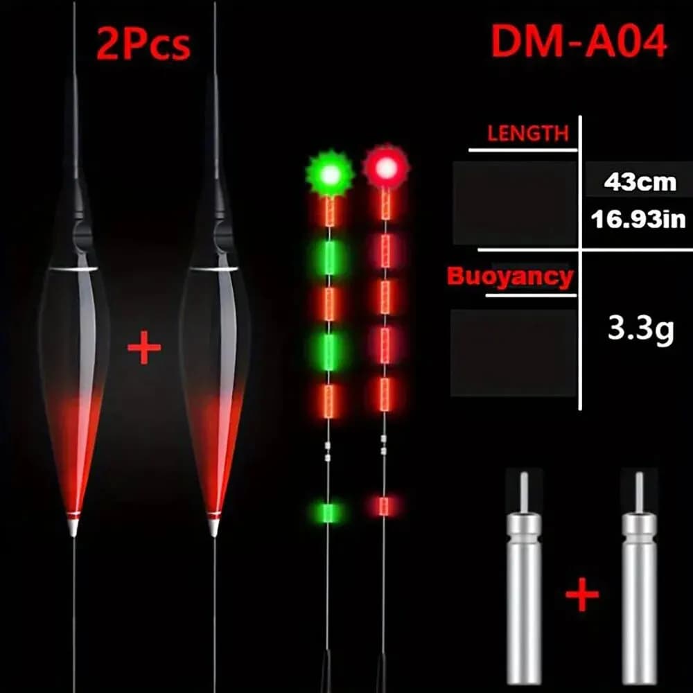 Flotteur intelligent LED pour pêche nocturne avec indicateur de touche changeant de couleur - 2 pièces