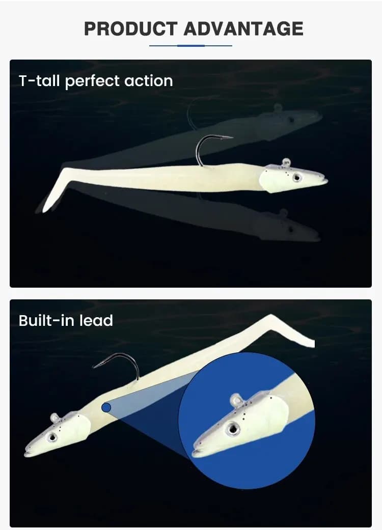 Têtes plombées 19g-34g pour pêche en mer - Leurres souples avec plombs pour poissons de roche