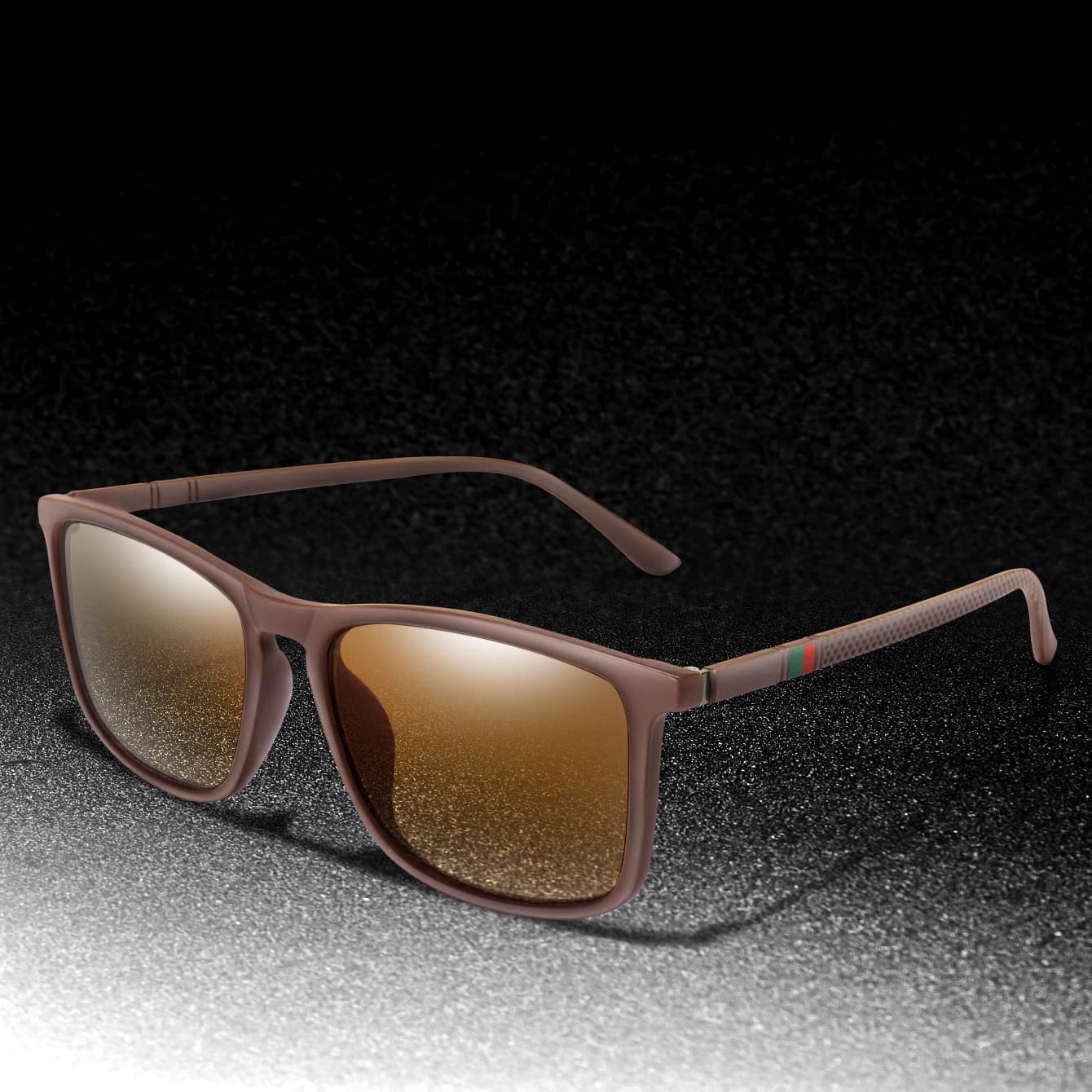 Lunettes de pêche luxe carrées polarisées anti-vent cyclisme conduite UV400 - Haut de gamme