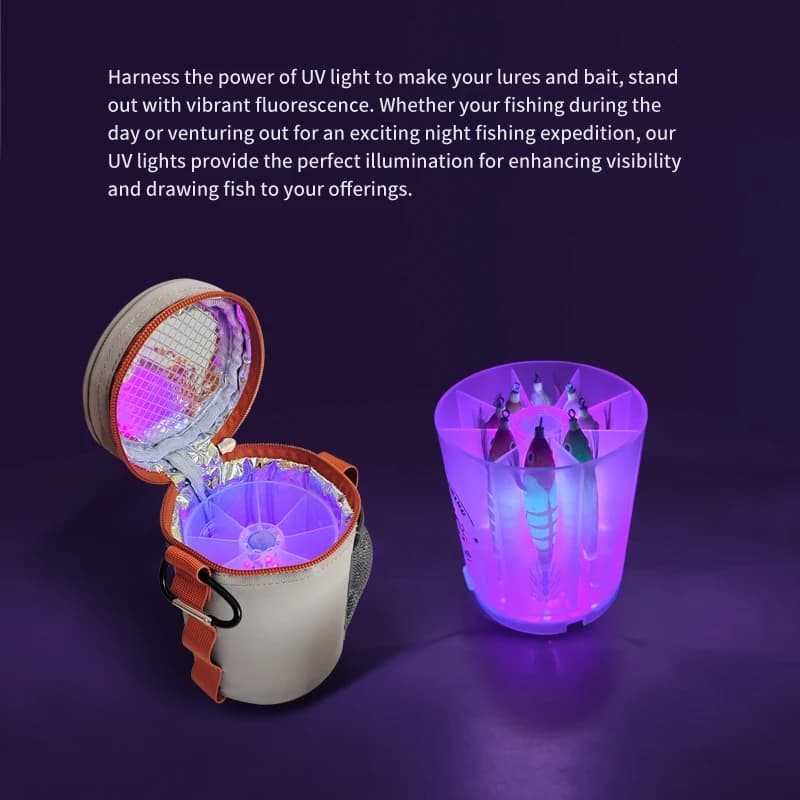 Boîte de pêche étanche avec lumière UV pour leurres, jigs et appâts rigides