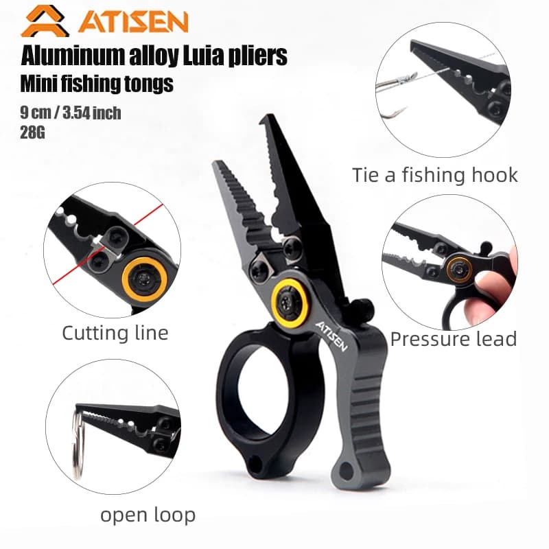 Pinces de pêche aluminium X1 Booms Fishing pour surf et eau salée, multitool avec coupe-ligne et dégorgeoir