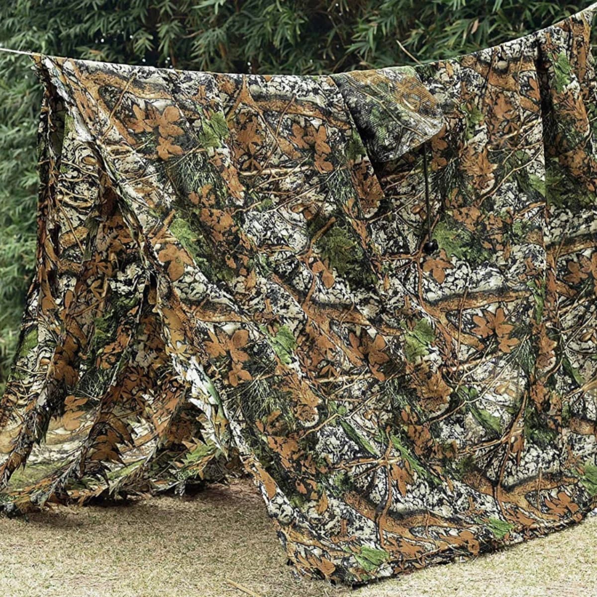 Poncho Ghillie camouflage universel léger feuilles 3D pêche chasse enfants adultes taille unique