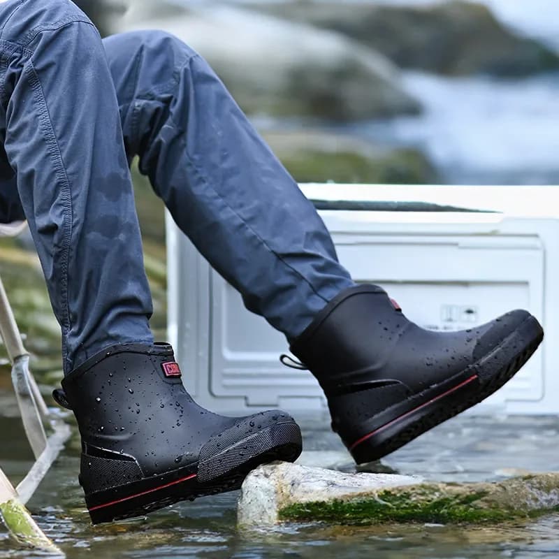 Chaussures de pluie mode homme basses antidérapantes pêche cuisine travail caoutchouc
