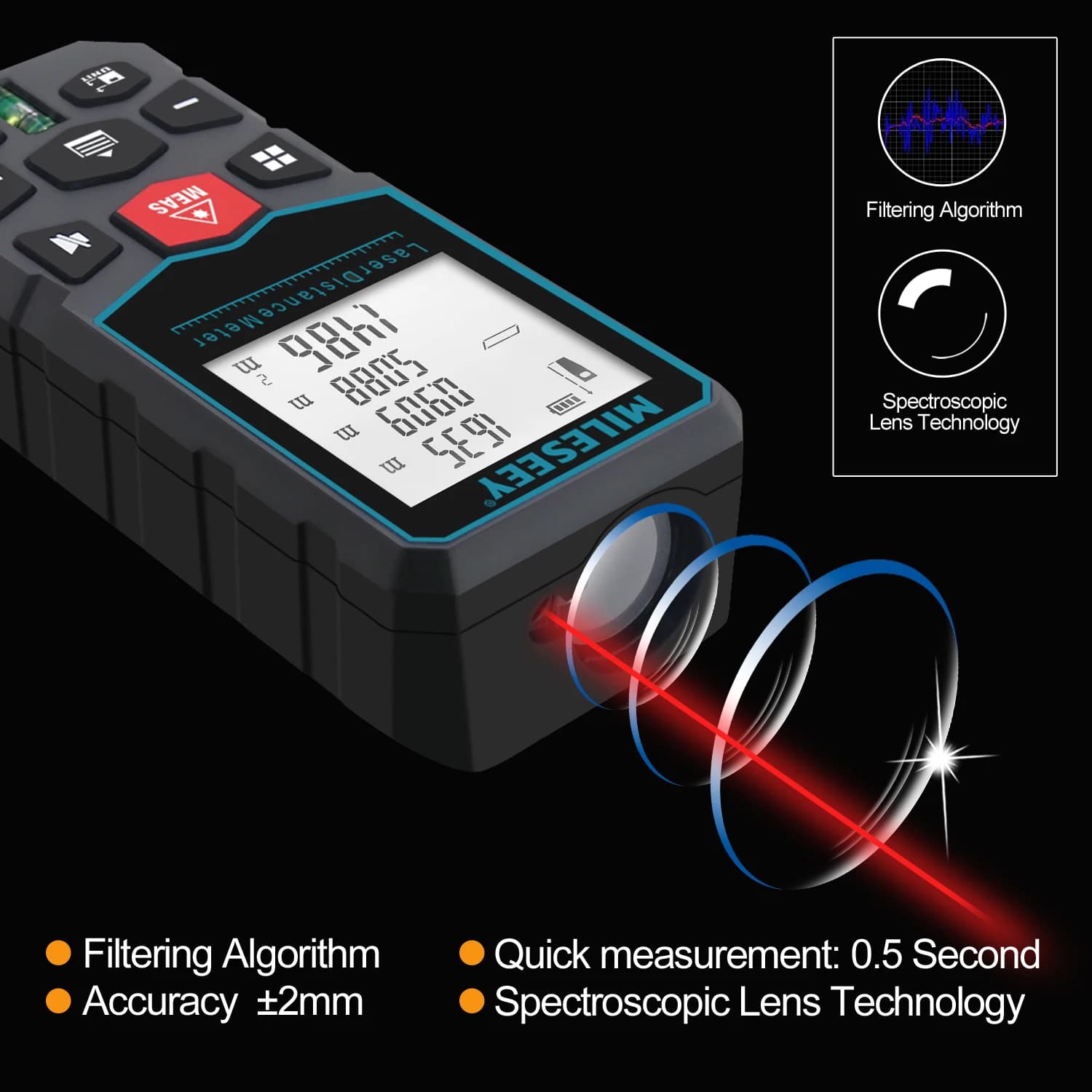 Télémètre laser MILESEEY X5 haute précision 40M à 100M - Mesure fiable pour pêche de précision