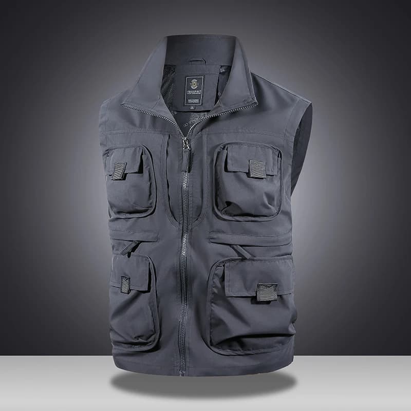 Veste sans manches multifonction pêche - Zippée multi-poches respirante pour pêche sportive