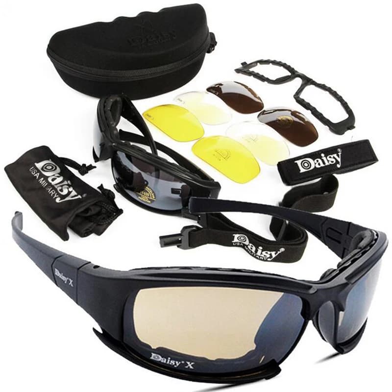 Lunettes tactiques polarisées militaire hommes - 4 lentilles chasse randonnée tir box original