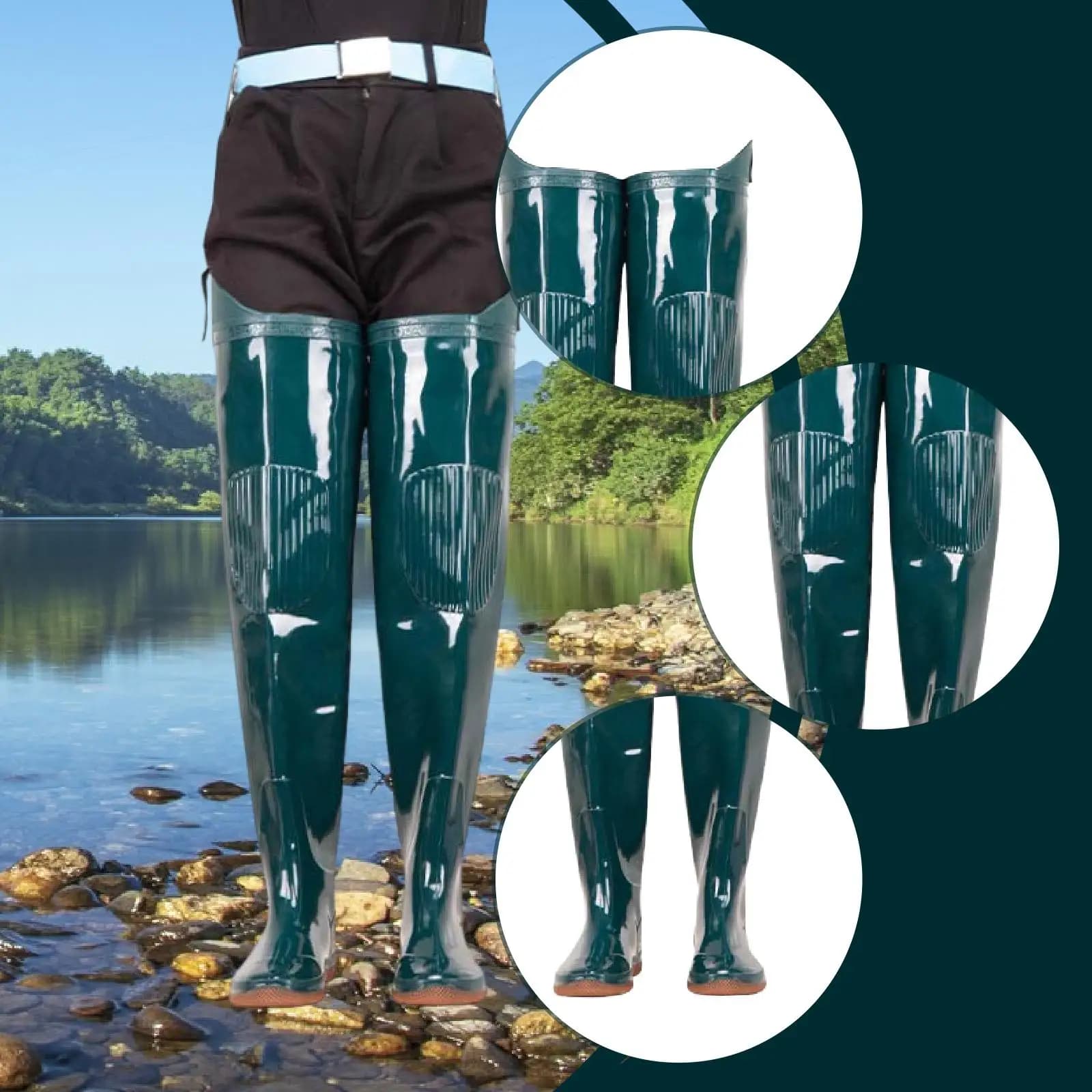 Bottes de pêche waders imperméables antidérapantes confortables - Bottes de pluie longues genouillères agriculture