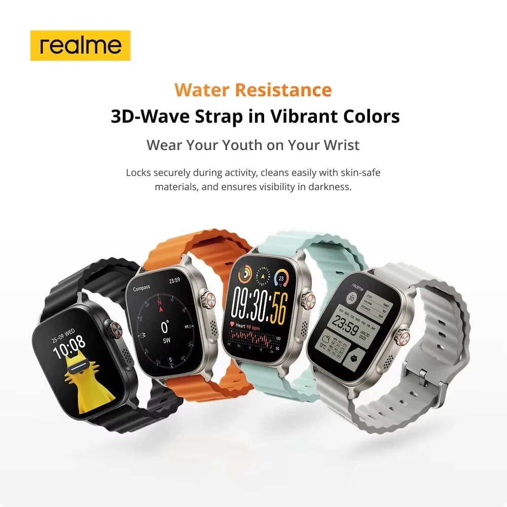realme watch 5 Version Globale - Montre connectée AMOLED 1,97 pouces 600 nits autonomie 14 jours étanche IP68