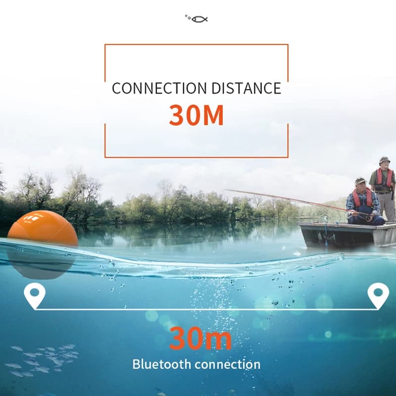 Erchang F68 Détecteur de Poissons Sans Fil Échosondeur Profondeur Sonar Double Fréquence Alarme Transducteur Compatible GPS