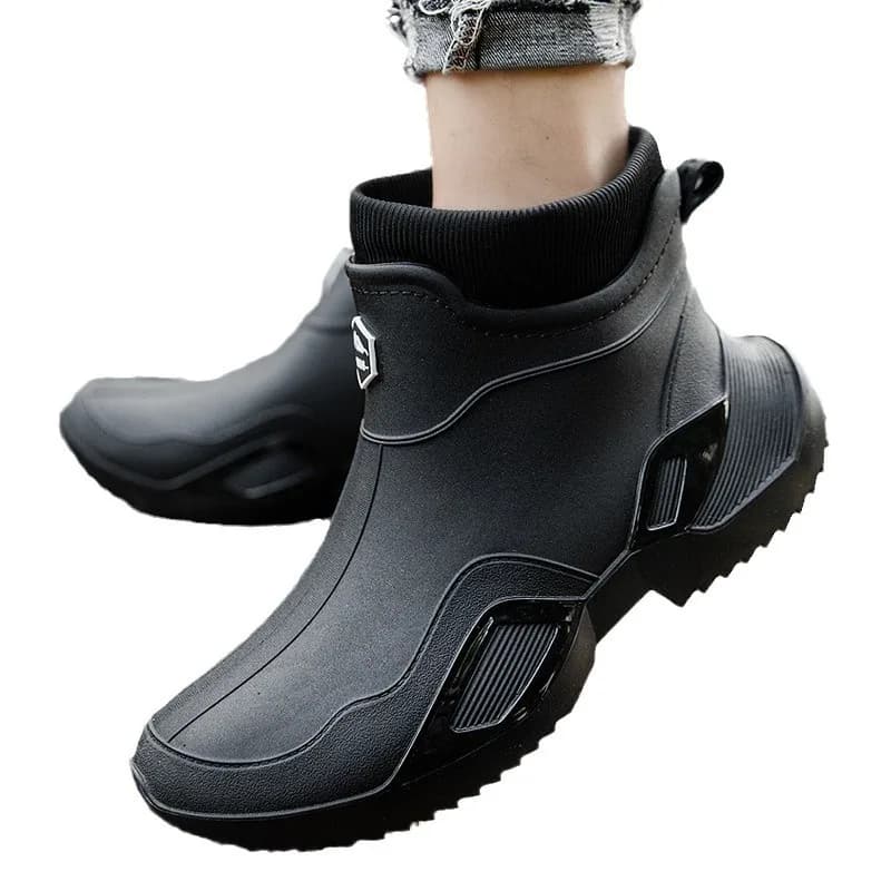 Bottes pluie courtes homme femme imperméables caoutchouc anti-dérapantes résistantes polaire chaudes mode