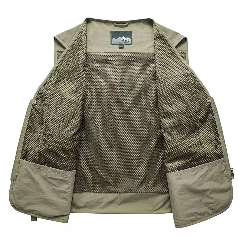 Veste tactique pêche homme 14 poches - Veste cargo mesh été pour randonnée et photographie 7XL