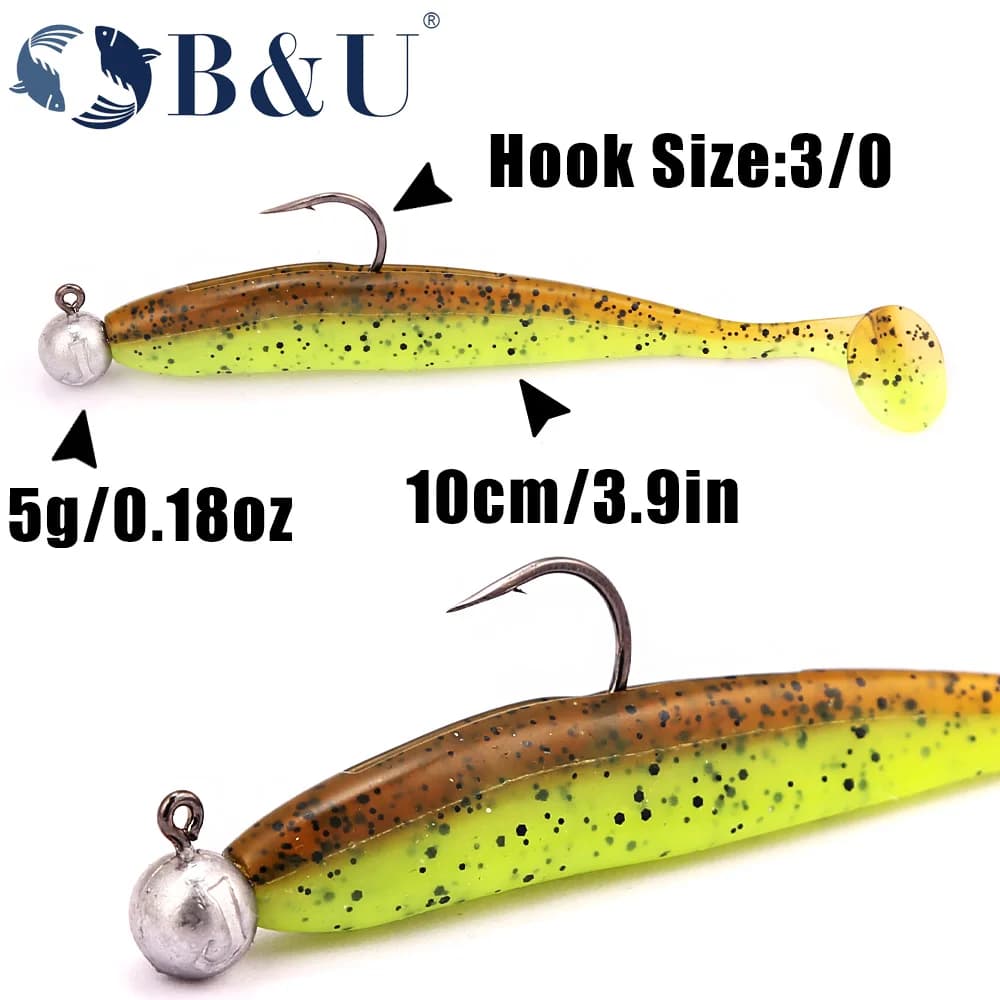 Hameçons jig head plomb haute résistance 3/0 4/0 B&U pour leurres souples 5-21g bass brochet