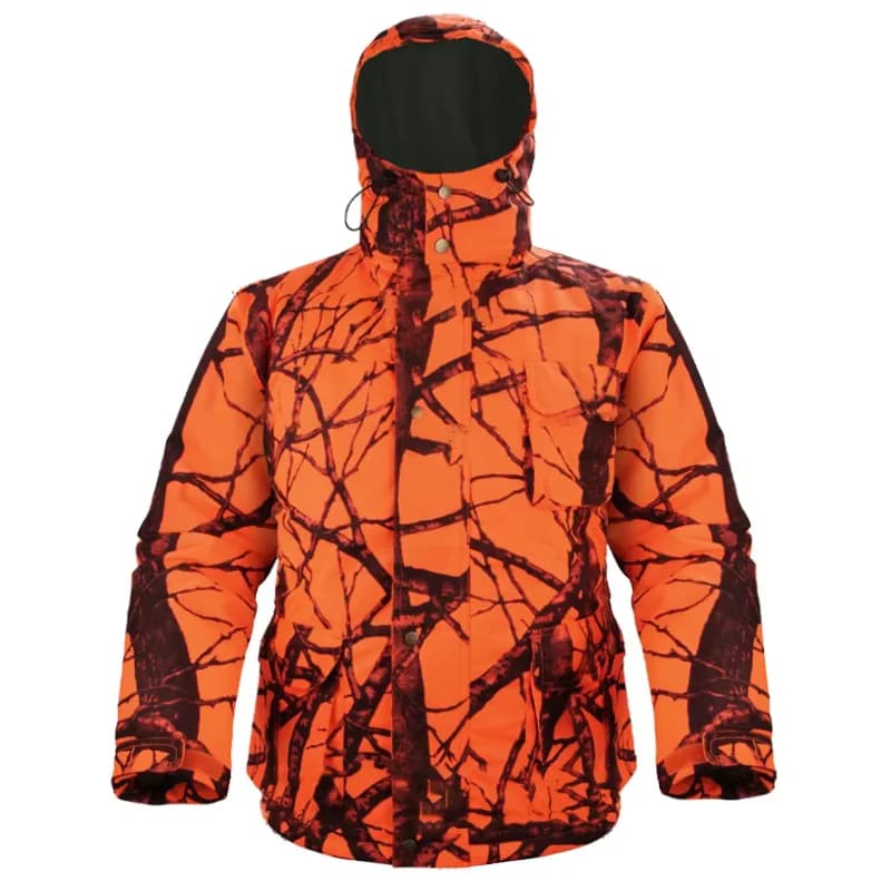 Veste de chasse camouflage orange homme - Vêtement pêche extérieur - Hoodie coupe-vent tactique automne hiver