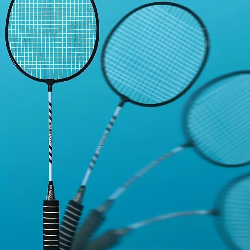 Pack 2 raquettes badminton alliage fer légères durables avec grip mousse et étui multicolores