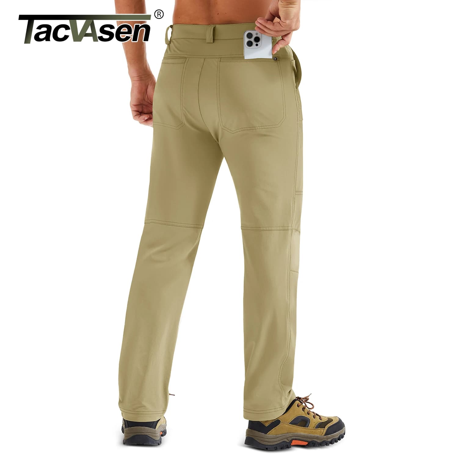 Pantalon randonnée homme TACVASEN léger séchage rapide 7 poches résistant à l'eau ripstop pêche cargo