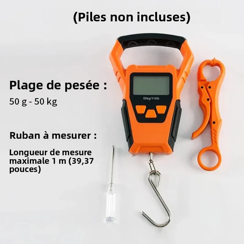 Balance pêche IPX6 étanche avec mètre ruban - Balance digitale 50kg multi-modes kg/lb&oz pour pêche précise France