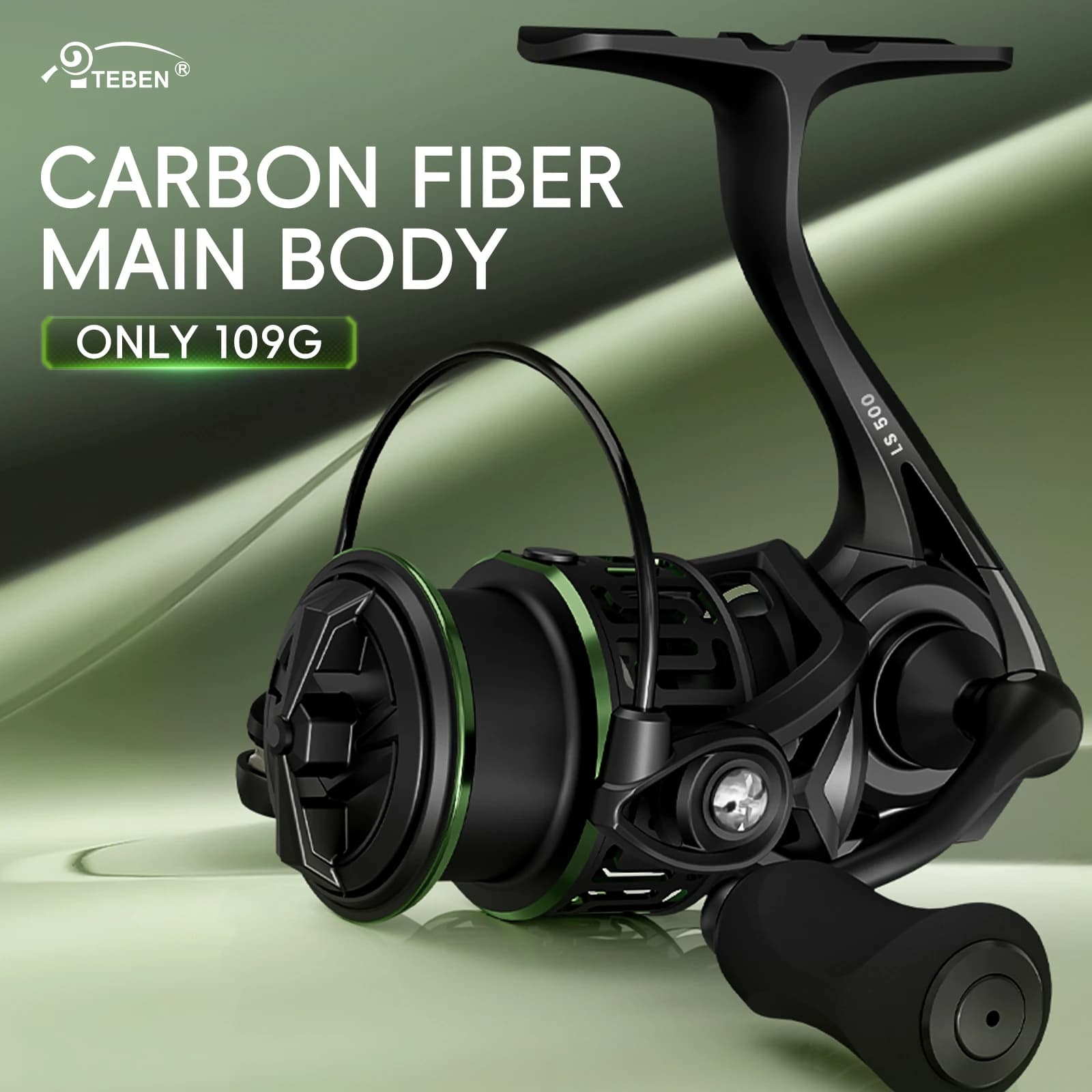 Moulinet spinning carbone HAUT TON 109g ultra léger 5.2:1 pour eau douce et mer