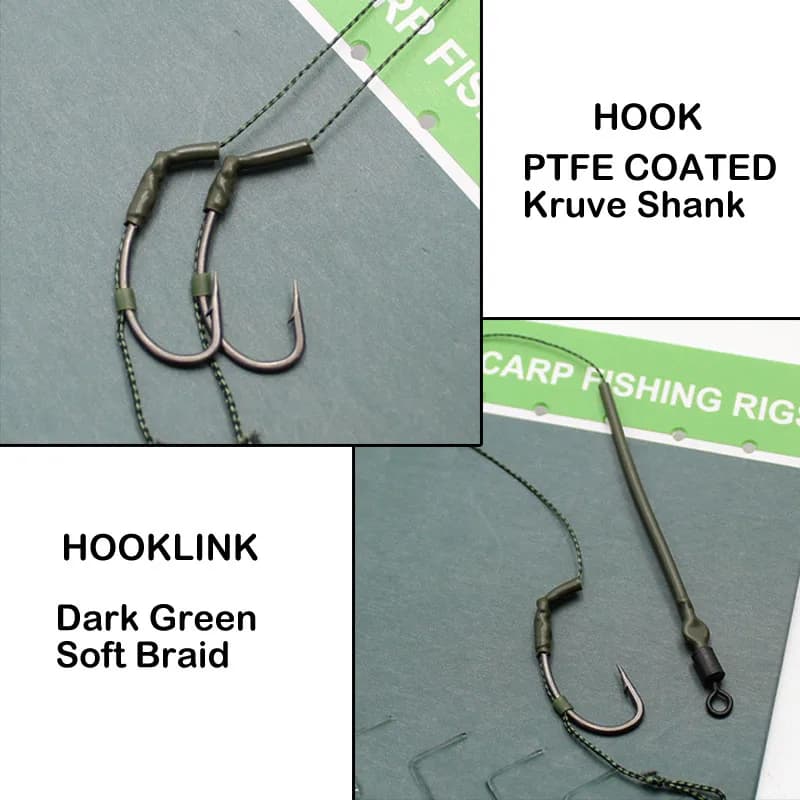 Kit 6 montages carp prêts à pêcher tailles 2 à 8 pour débutants pêche étang et lac