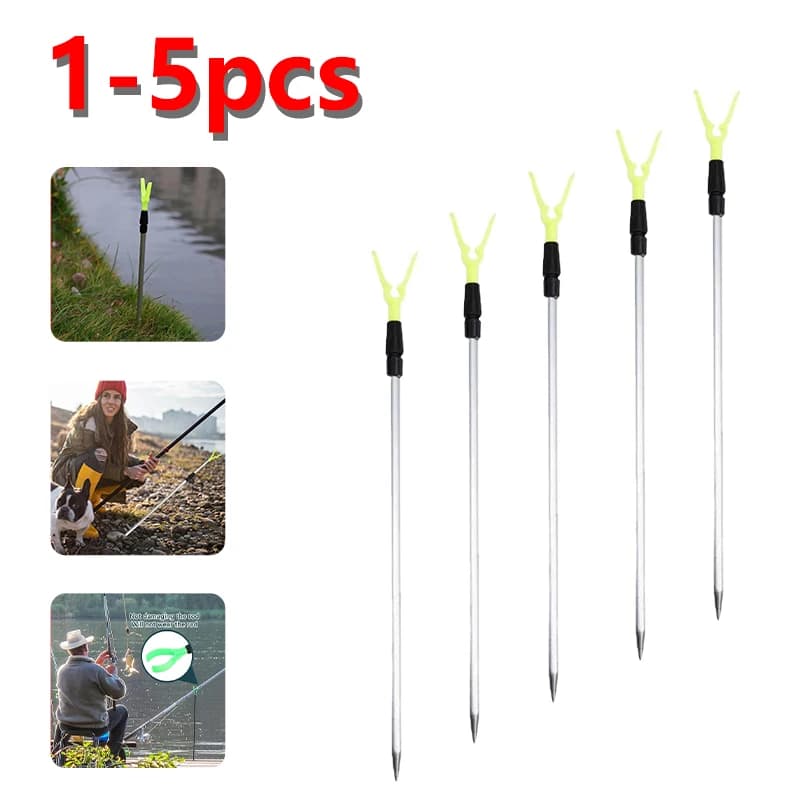 Canne à pêche télescopique extérieure avec piquet sol plage rivière étang portable