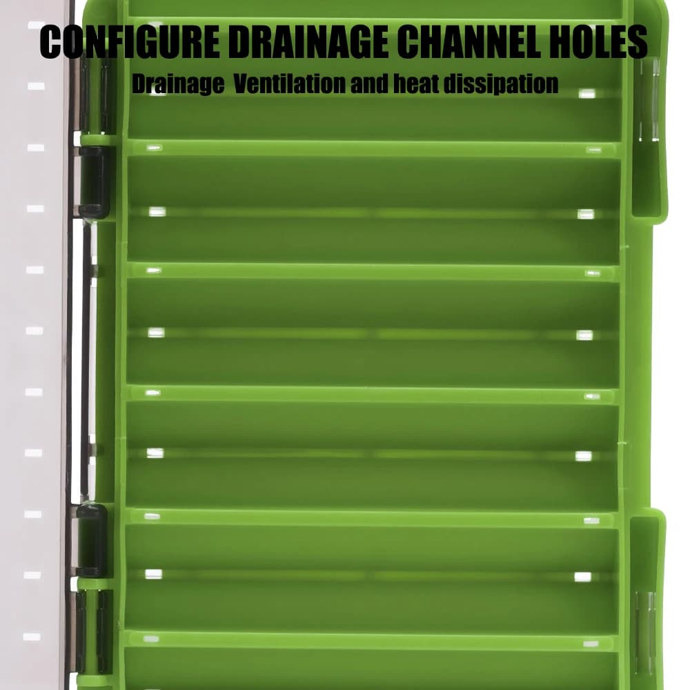 Boîte de pêche 14 compartiments double face pour leurres, hameçons et accessoires, organisateur de matériel