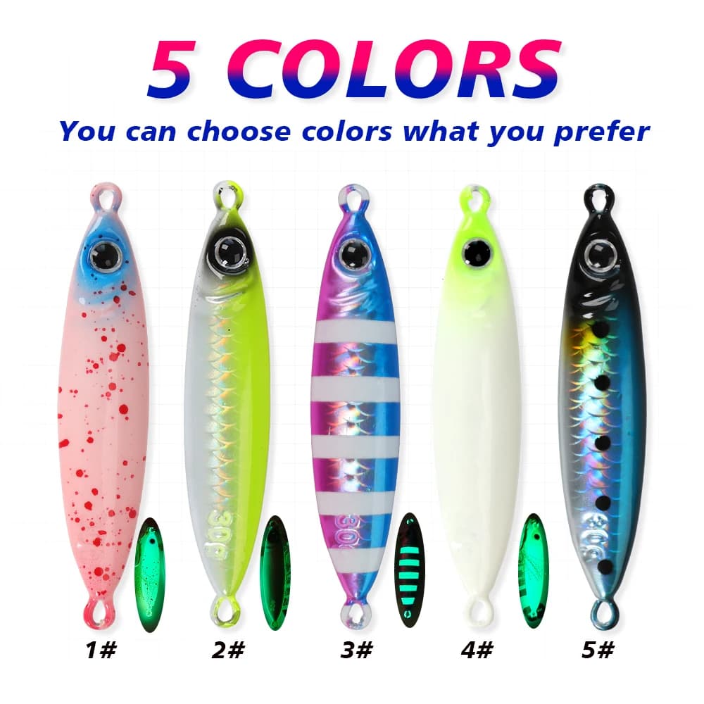 Leurre Jig Luminous TOLU 30-80g couche laser papier - leurre de pêche en mer coulant rapide