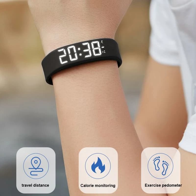 Bracelet Connecté LED Étanche - Podomètre Course et Alarme Vibrante pour Surveillance d'Activité