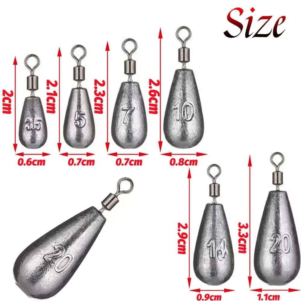 Drop Shot 15PCS/Lot Fishing Weight Sinker 3.5g 5g 7g 10g 14g 20g Tube Bullet Plu