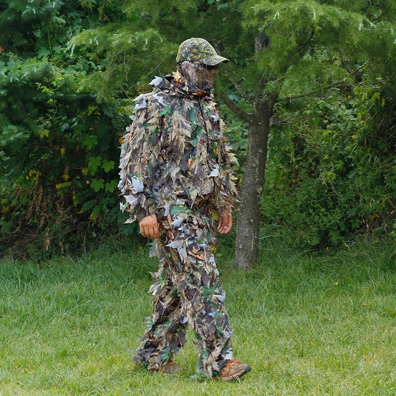Combinaison Ghillie camouflage 3D feuilles - Tenue bionique respirante pour pêche et chasse