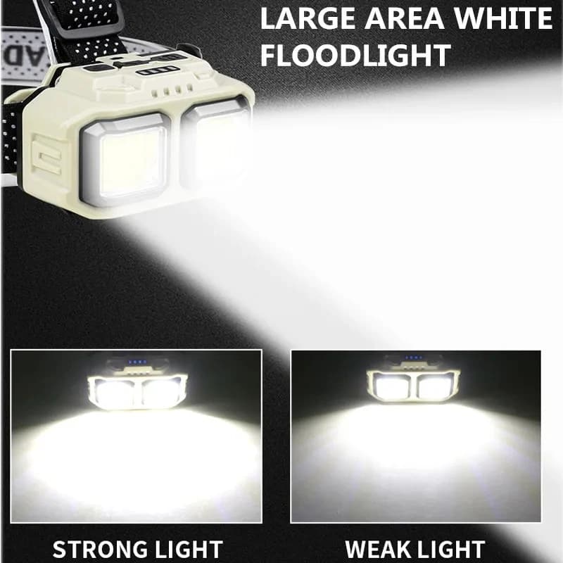 Lampe frontale LED à induction 4 modes recharge Type-C pour pêche camping étanche