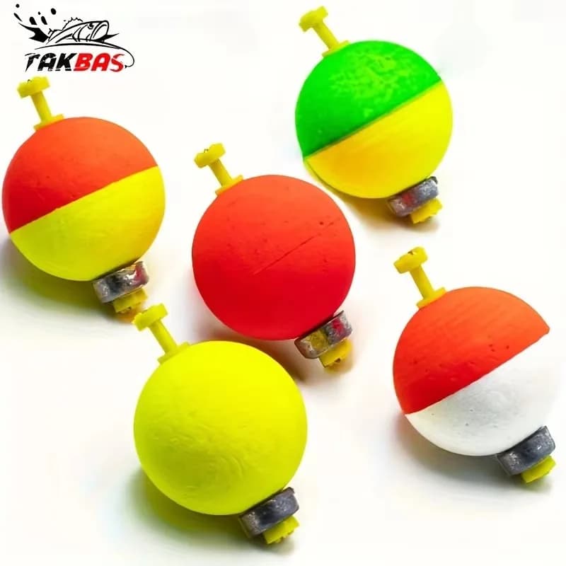 Kit 5 flotteurs pêche Snap-On balles EVA - Flotteurs manuels pour crappie, bluegill et poissons-chats