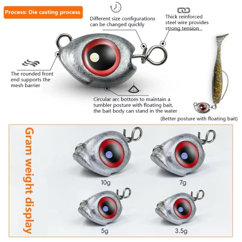10 plombs luminescents anti-accrocs pour pêche du bar en drop shot et leurres crankbait