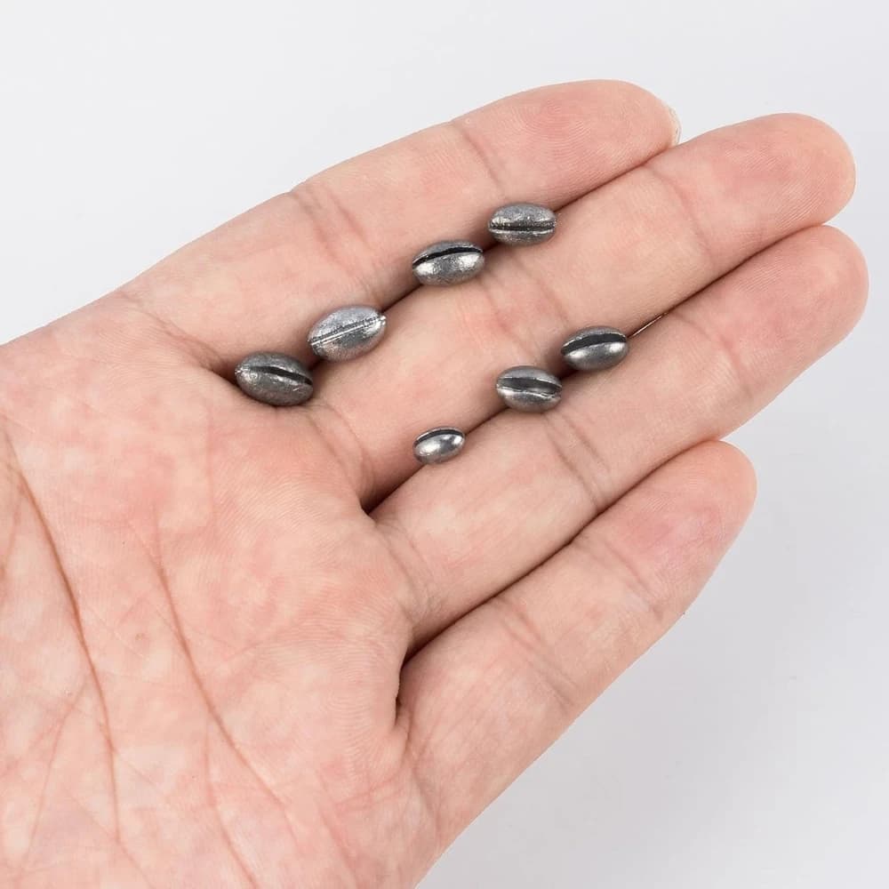 30 plombs ovales split shot pour pêche - Poids en plomb solide forme haricot pour ligne