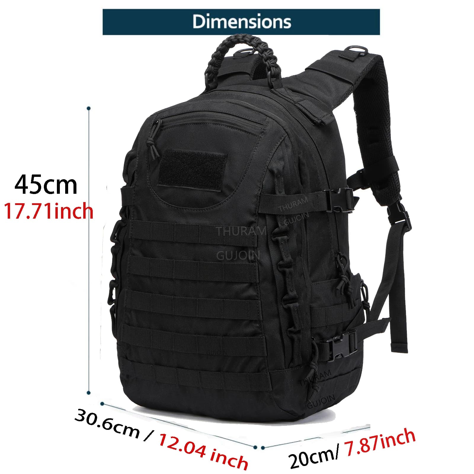 Sac à dos tactique 38L étanche avec système MOLLE - Rucksack camping randonnée survie bug out bag