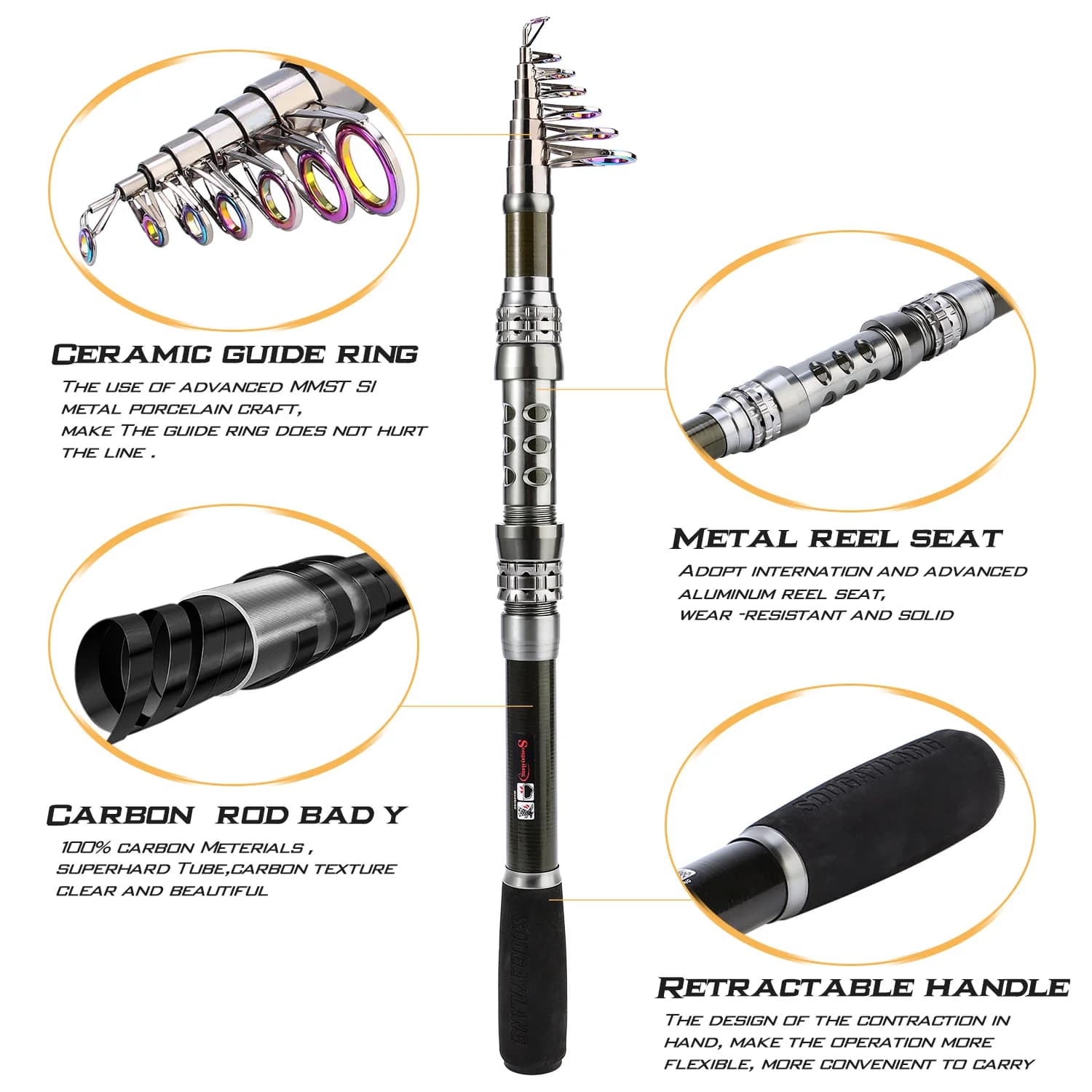 Kit pêche complet SOUGAYILANG canne télescopique 1.8-2.7m + moulinet 5.1:1 + ligne + leurres
