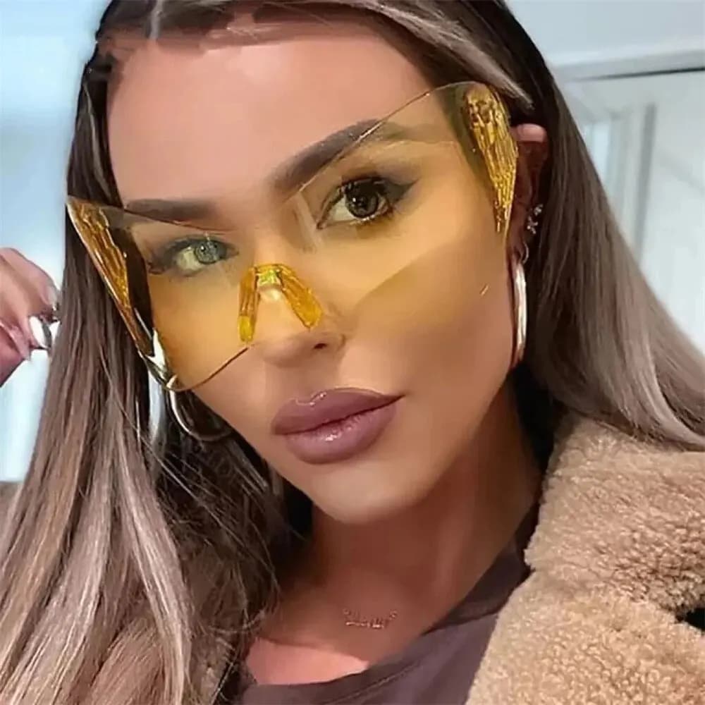 Lunettes de soleil futuristes sans monture pour pêche - Grands verres polarisés technologie Y2K