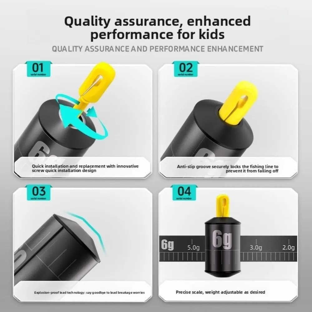 Kit plombs pêche compacts forme goutte d'eau et cylindrique avec marquages réglables pour ligne proportionnée