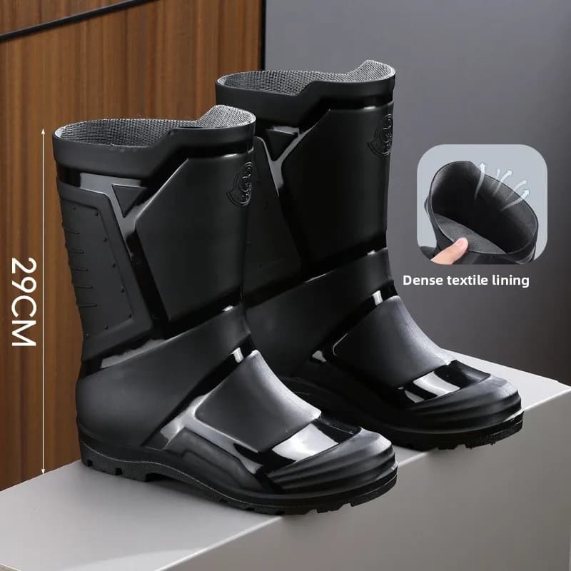Bottes de pluie mi-mollet homme mode imperméables antidérapantes PVC épais pour pêche et loisirs extérieurs
