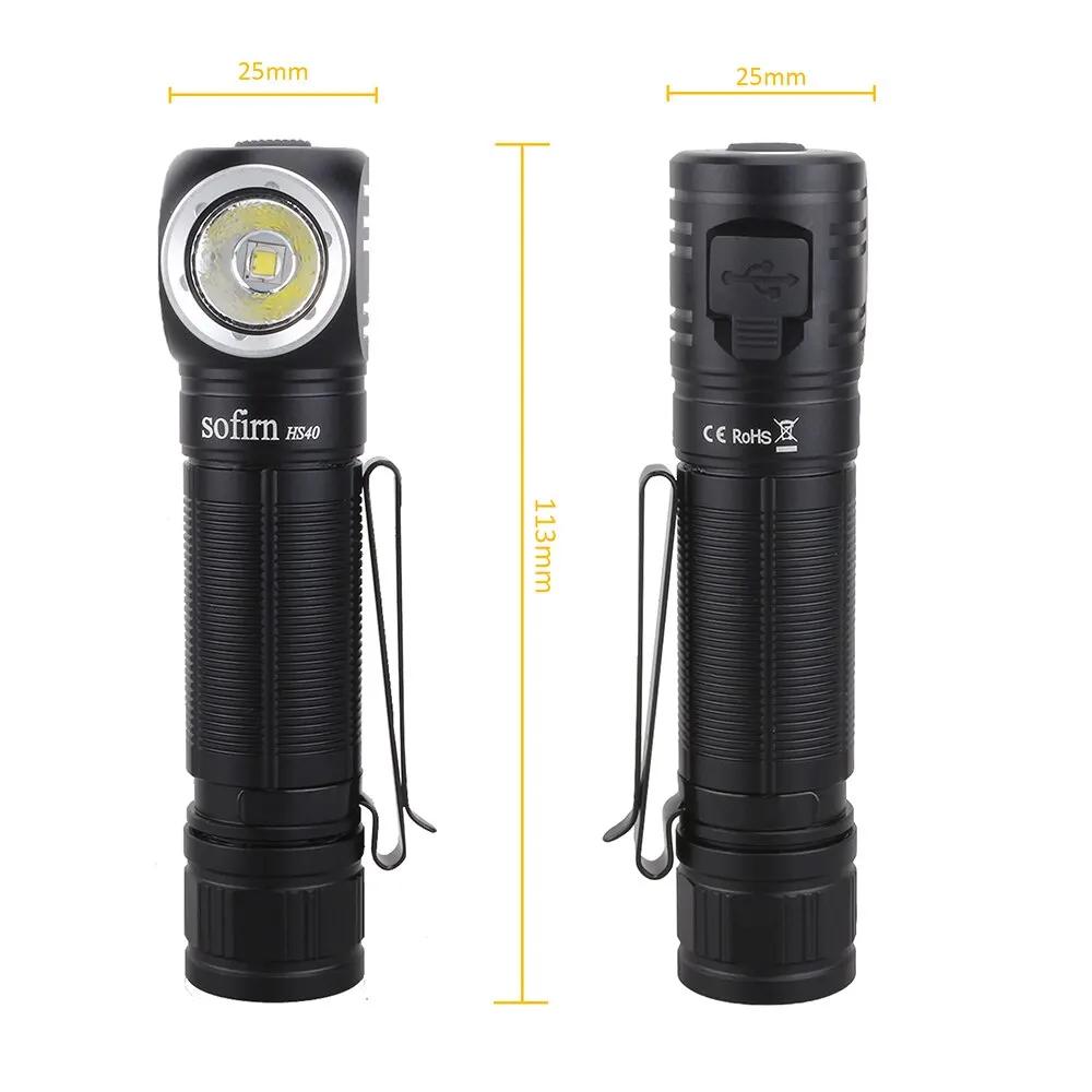 Lampe frontale rechargeable USB-C Sofirn HS40 2000lm SST40 pour pêche nocturne et camping