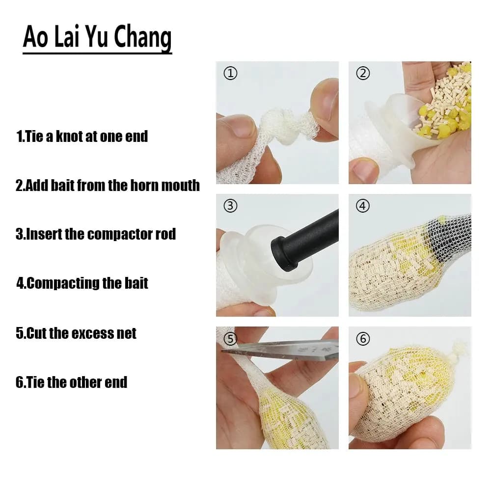 10 filets mesh PVA dissolution eau pêche carpe feeder lanceur appât 5m 18-44mm montage