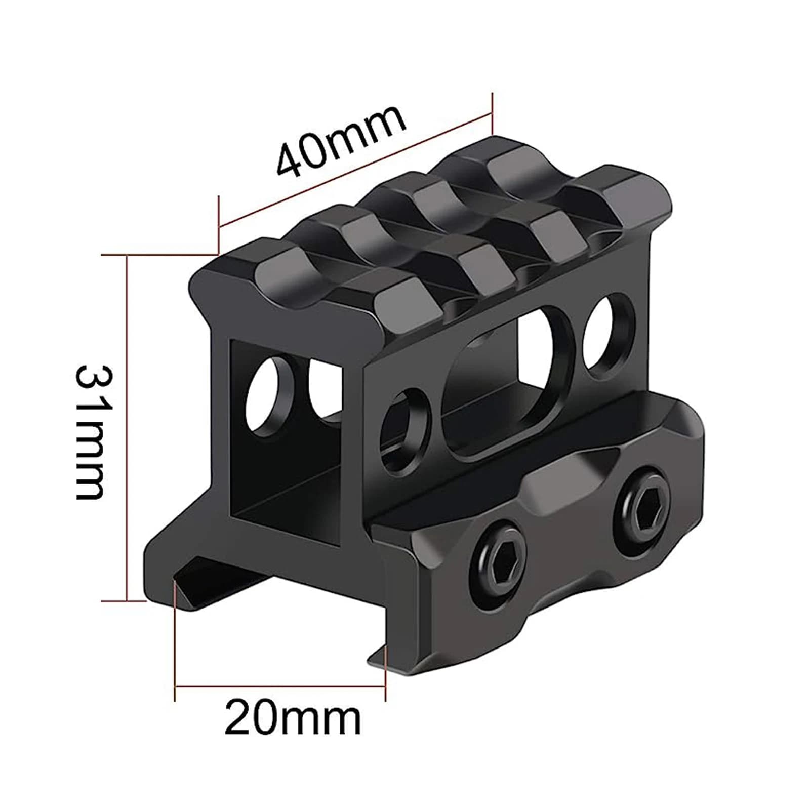 Support élévateur Picatinny 1 pouce - Monture rail 20mm aluminium pour viseurs pêche observation