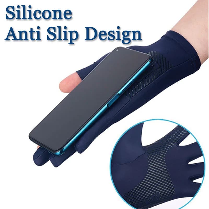 Ice Silk High-elastic Sunscreen Breathable Half-finger Gloves For Men&Women 1Pai