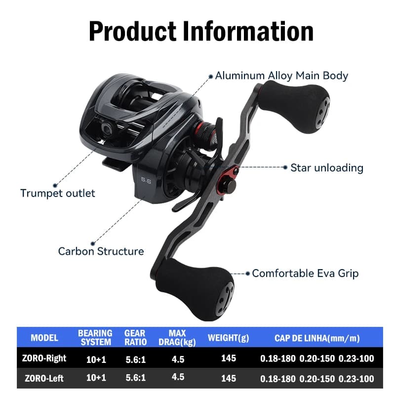 LEYDUN ZORO Baitcasting Fishing Reels 145g Ultra Light Alunminum alloy Body 10+1
