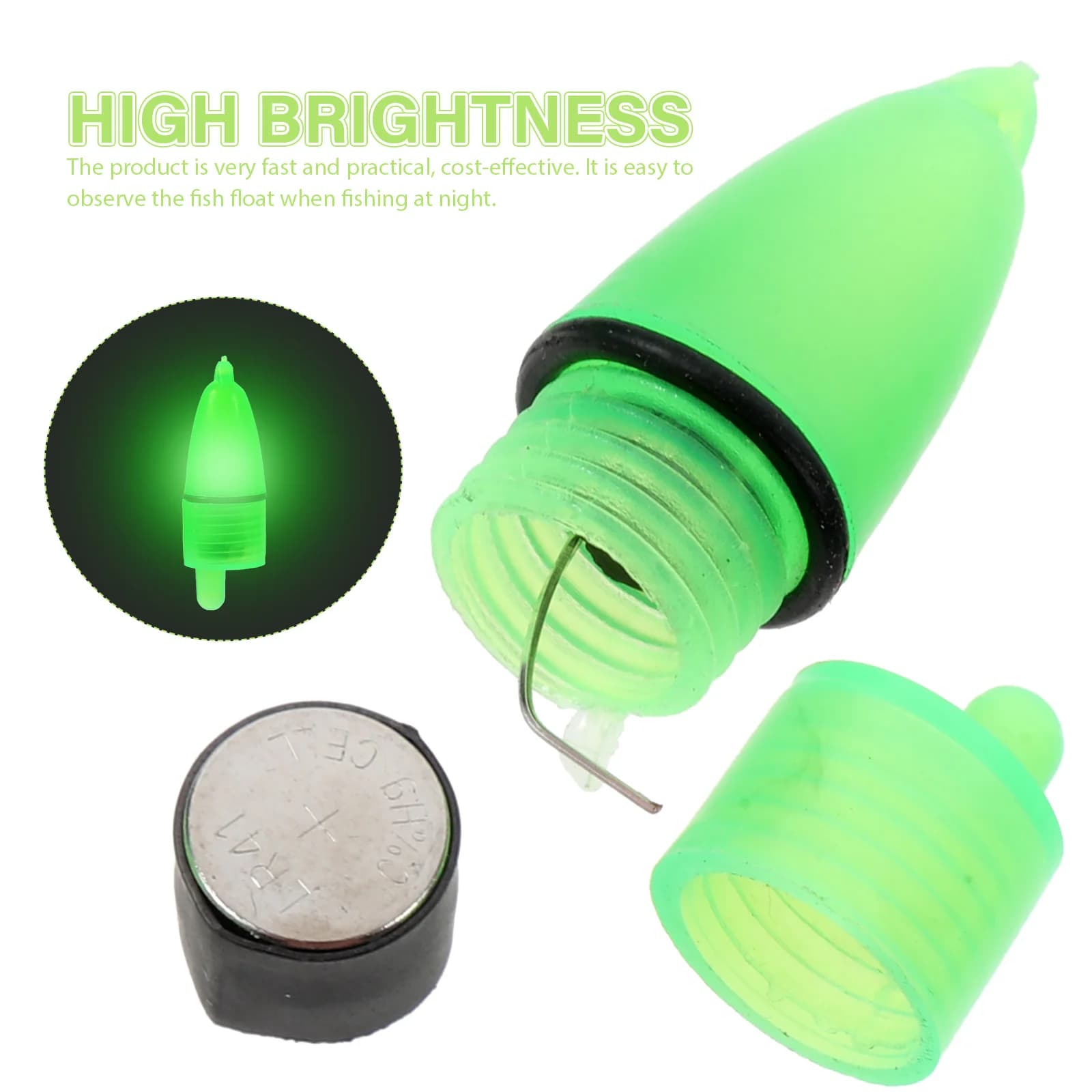 20 alarmes lumineuses vertes pour pêche nocturne - Flotteurs luminescents avec indicateur LED