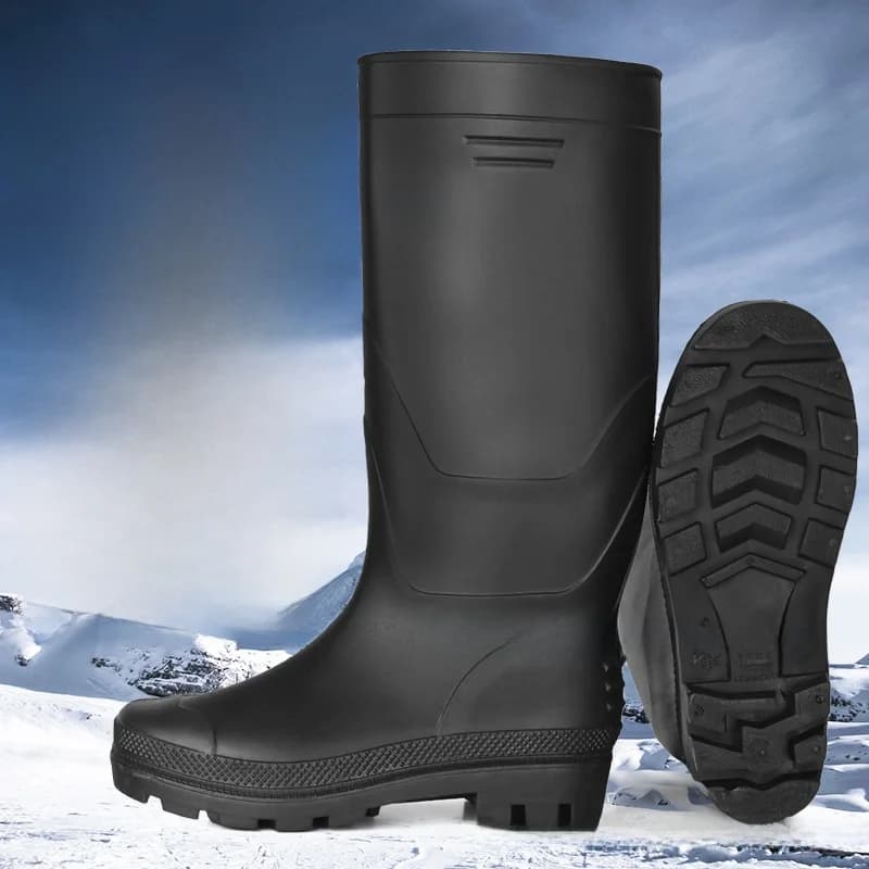 Bottes de pluie homme tube haut noires épaisses antidérapantes construction pêche