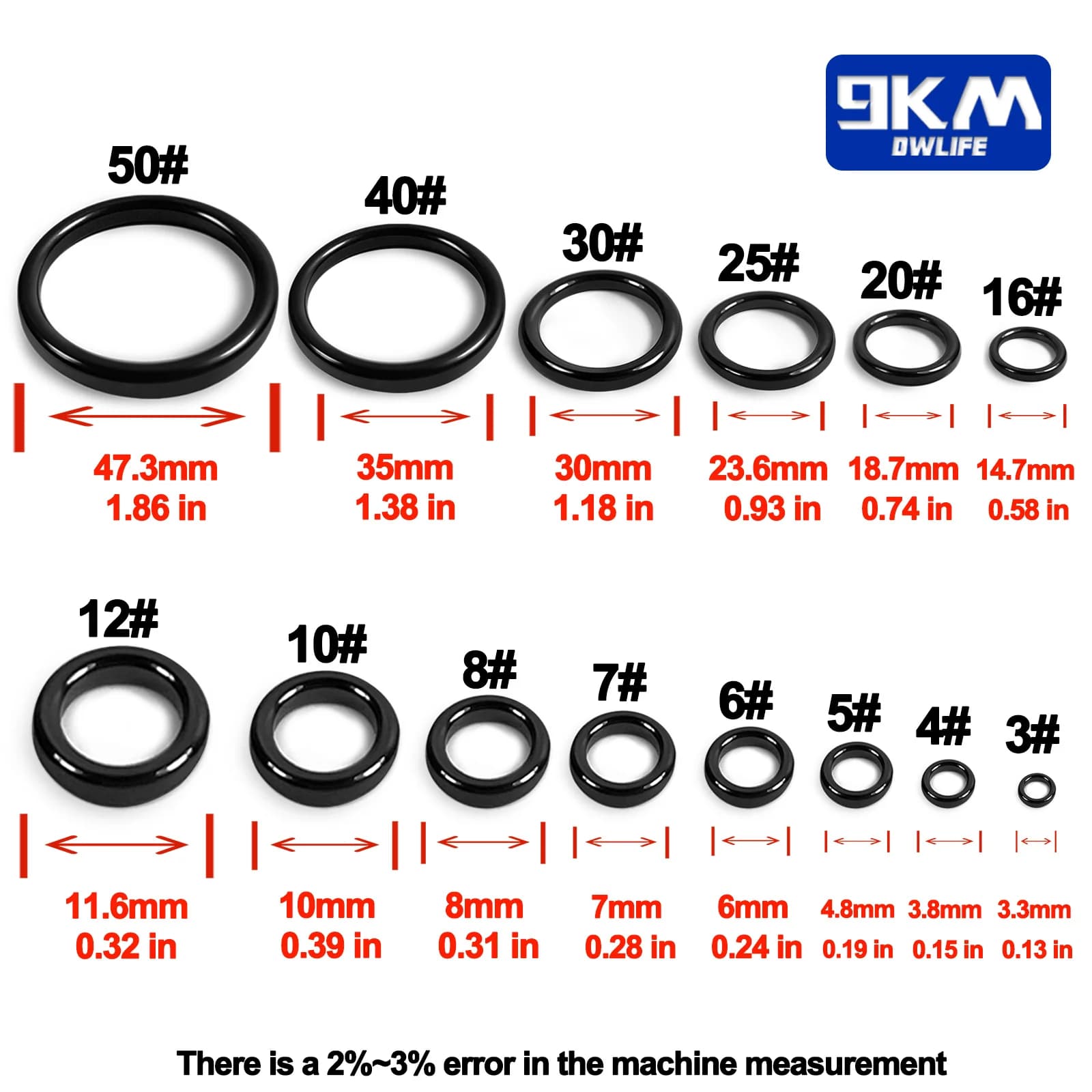 Anneaux de guidage céramique 10 à 100 pièces kit réparation canne - Anneaux alconite 6mm à 47.3mm
