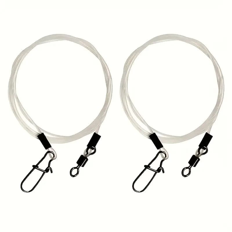10 hameçons fluorocarbone résistants avec émerillons - Fil leader anti-morsure pour pêche en mer et eau douce