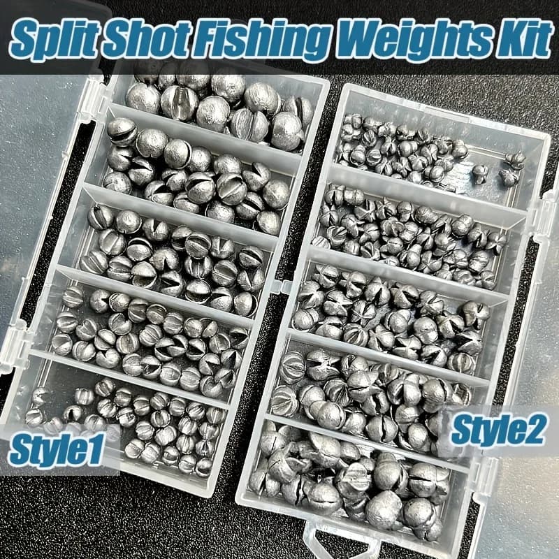 Kit de Plombs Pêche 60 à 120 Pièces, Sinkers Fendus Premium 5 Tailles, Design Rond Amovible