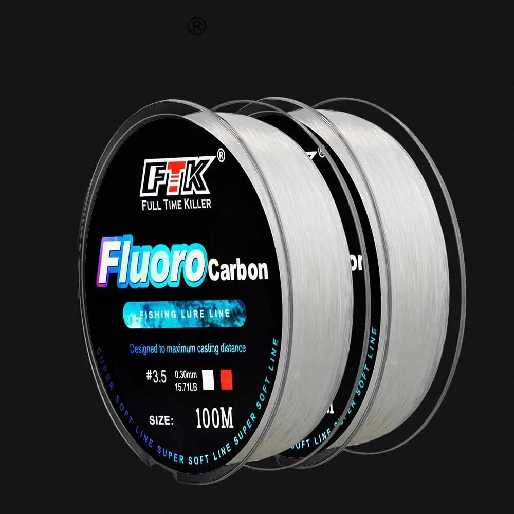 Fluorocarbone 100m pour pêche au leurre et pêche en mer, ligne canne à mouche fibre carbone accessoires